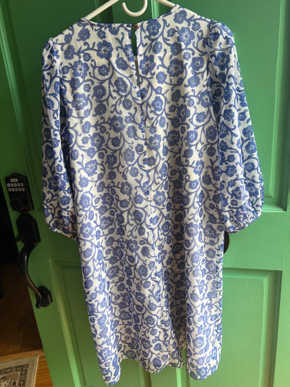 Ann Taylor White and Blue Floral Sheath Dress - Picture 3 of 5